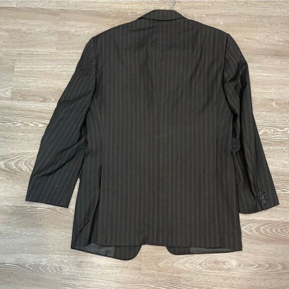 Ermenegildo Zegna Roma Cashmere Wool Black Brown 3-Button Blazer 48R Striped - Picture 2 of 15
